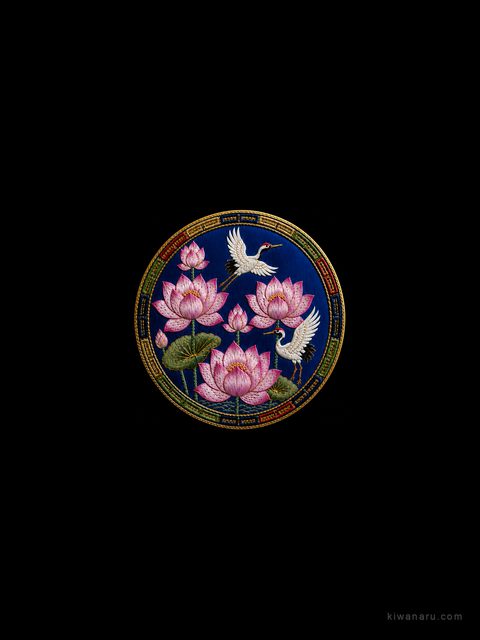 Lotus and Crane — Korean embroidered charm wallpaper